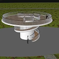 Spiral Road Facility Observation Walkway Platform Surrounded by Lush Trees And People Enjoying Visit