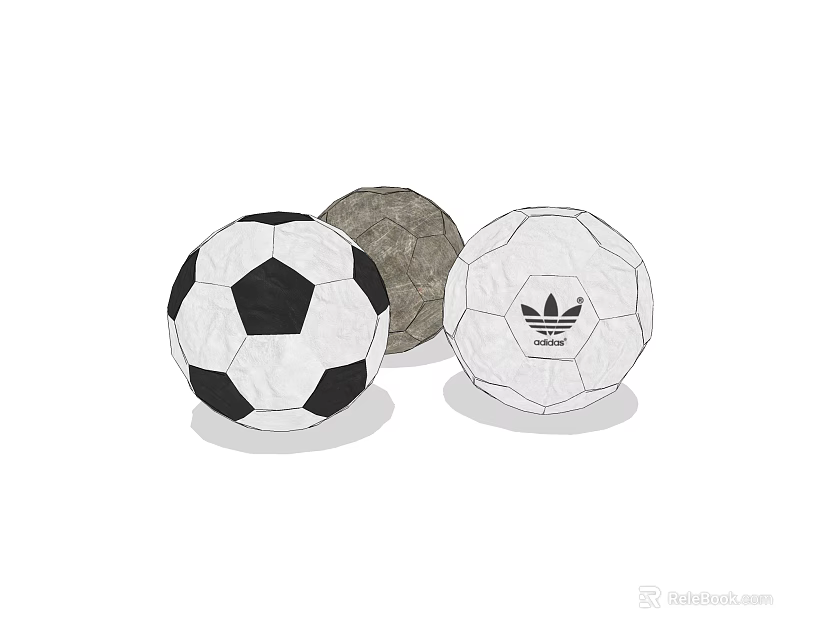 Sports Equipment Adidas Soccer Balls In White Black Brown With Classic Design 3d model 