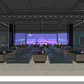 Modern KTV Interior Design With Neon Lights And Leather Seating