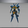 Futuristic Robot Character With Blue And Orange Mechanical Armor Structure Design 3d model
