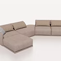 L Shaped Sectional Sofa Beige Fabric Modern Design with Comfortable Cushions 3d model