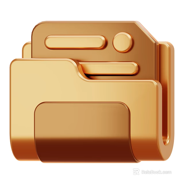 Golden Folder Shaped Decorative Ornament Set For Elegant Home Decor 3d model 
