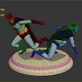 Two Dynamic Posed Batman Action Figurines On Light Colored Display Base