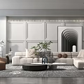Modern Sofa Coffee Table Combination Multiplayer Sofa Floor Lamp 3d model