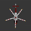 Red And White Cosmic Exploration Vehicle With Multiple Rotors And Sleek Body Design