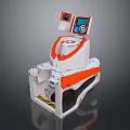 White and Orange Robot with Camera Screen Mechanical Structure and Modern Design