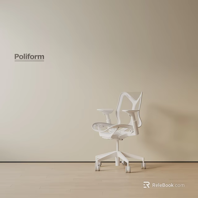 Poliform Modern White Office Chair With Ergonomic Design And Adjustable Features 3d model 