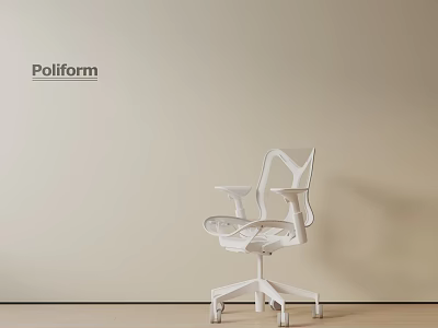 Poliform Modern White Office Chair With Ergonomic Design And Adjustable Features 3d model