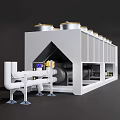 Large-Scale White Industrial Equipment With Multiple Gold Components On Top 3d model