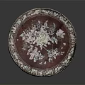 Traditional Red Circular Decorative Ornament Box With Intricate White Floral Patterns