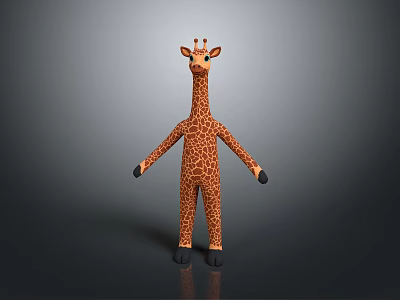 Soft Stuffed Giraffe Toy With Brown Spots And Black Hooves For Kids Play 3d model