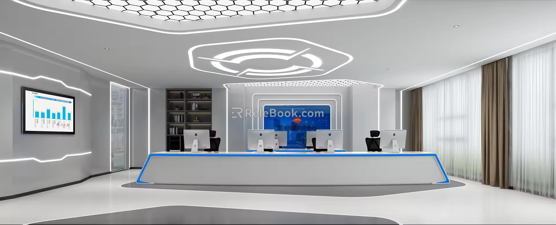 modern monitoring room 3d model