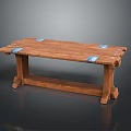 Rustic Solid Wood Bench With Metal Brackets And Sturdy Rectangular Top Design