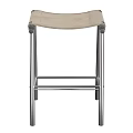 Modern Bar Stool With Stainless Steel Frame And Beige Leather Seat