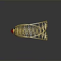 Golden Decorative Tiara With Red Gemstone And Geometric Metal Frame