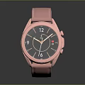 Rose Gold Pink Strap Smartwatch with Round Digital Dial and Metallic Frame Design