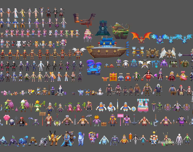 Colorful Collection of Fantasy Characters and Mythical Creatures With Unique Designs 3d model 