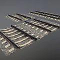 Train Railway Tracks Featuring Multiple Different Track Sections and Rail Components 3d model