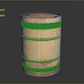 Vintage Beige Metal Barrel With Rusted Surface And Circular Stripes For Household Use