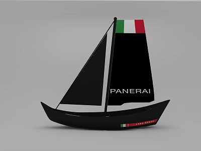 Panerai Black Sailboat Model With Green White Red Flag Colors 3d model