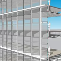 Modern Glass Facade Building With Multi Storey Balconies And Human Figures
