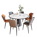 Modern Dining Table and Chair Combination Round Dining Table and Chair 3d model