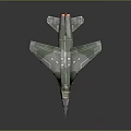 3D Camouflage Fighter Jet Model With Missiles Under Wings And Gray Background Reflection