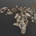 Natural Wood Pieces and Stone Chunks with Twisted Vines and Loose Dirt