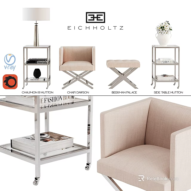 Elegant Modern Velvet Two Seater Sofa With Side Table And Decor Elements 3d model 