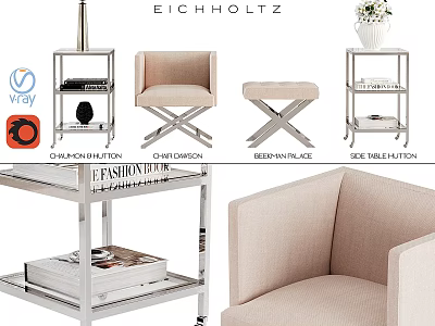 Elegant Modern Velvet Two Seater Sofa With Side Table And Decor Elements 3d model