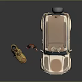 Beige SUV Model With Character Figure And Yellow Leopard Print Shoes
