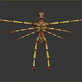 Fictional Multi Limb Creature Character with Yellow Red Color 3D Model Design