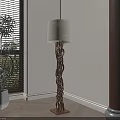 Twisted Wooden Floor Lamp With White Lampshade For Modern Indoor Home Decor