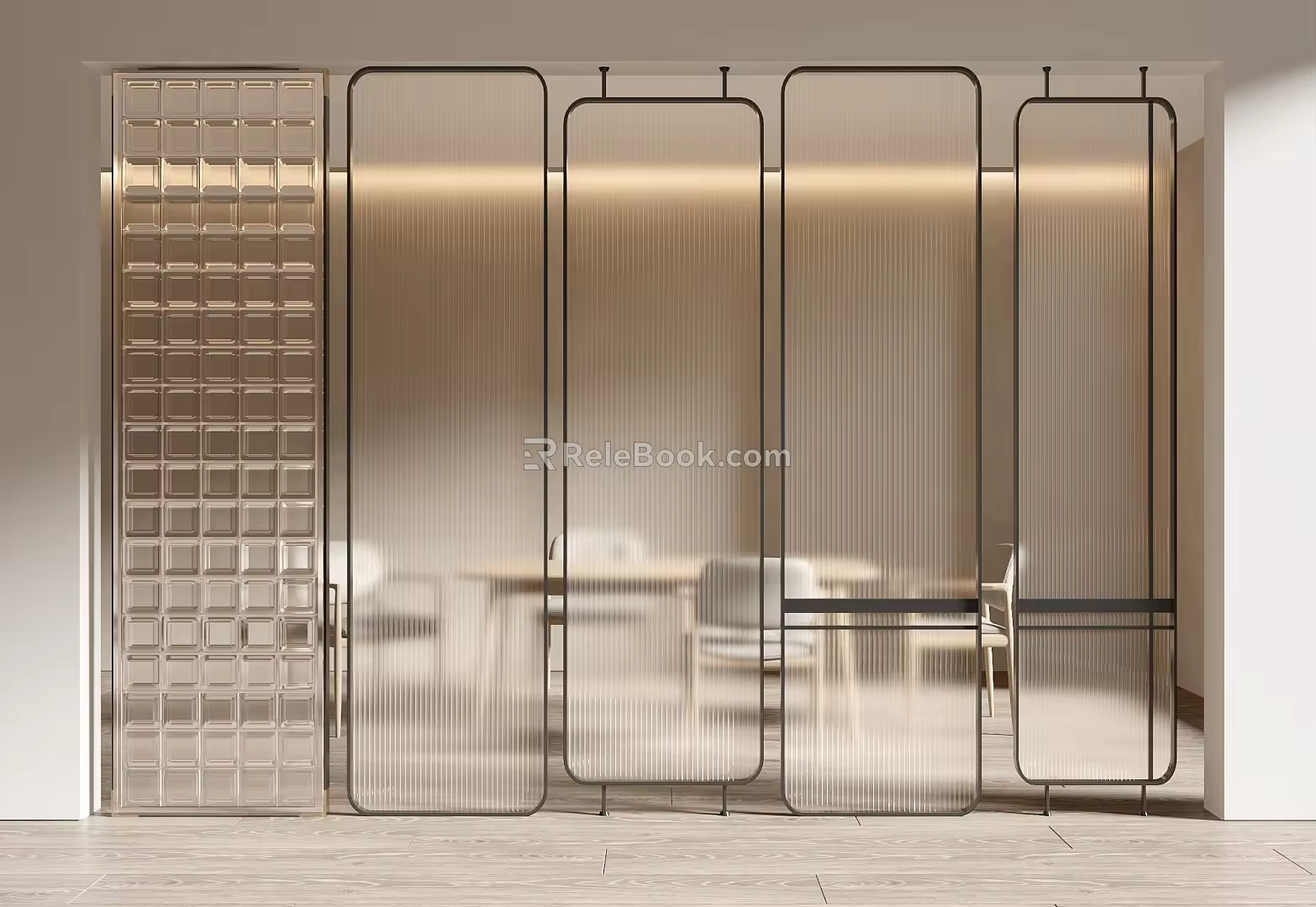 Modern partition glass screen partition 3d model