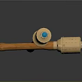 Crossed Carpentry Hammers Featuring Wooden Handles Beige Wrapping And Blue Buttons
