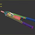 Blue Handle Metal Weapon With White Component And Manual Operation Design