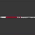 Red Handle Silver Head Weapon With White Stripes And Sharp Trident Prongs