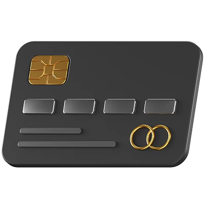 Black Commercial Equipment Credit Card With Gold Chip And Rings 3d model
