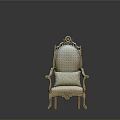 Elegant Classical Sofa Stool With Golden Carved Decoration And Light Colored Cushion