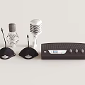 Professional Headphones And Speakers Audio System With Wireless Microphones And Digital Receiver