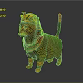 Egyptian Style Cat Sculpture With Colorful Headdress Collar And Tail Decoration