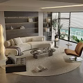 Modern Living Room Interior Design With Sofa Coffee Table Floor Lamp Bookshelf And Plant