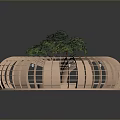 Scenic Landscape With Circular Wooden Structure Central Tree And Hollowed Design