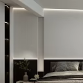 Modern Bedroom Interior Design With Cozy Bed Wooden Floor And Round Decorative Art