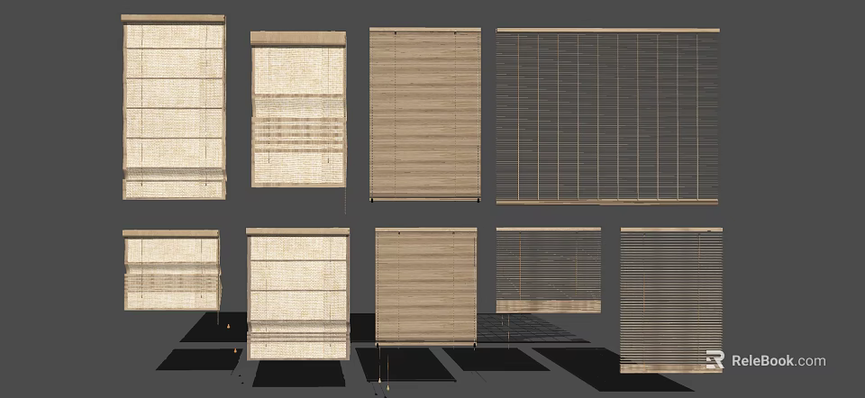 Window Blinds With Different Styles Materials And Designs For Home Decoration 3d model