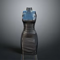 Sleek Silver Striped Fitted Dress With High Neck And Modern Design