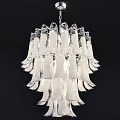Elegant Transparent Glass Chandelier With Layered Petal Shaped Design For Modern Interior