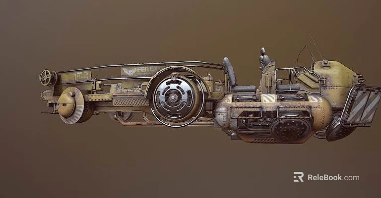 Steampunk Mechanical Vehicle With Intricate Metal Wheels And Cockpit Design 3d model 