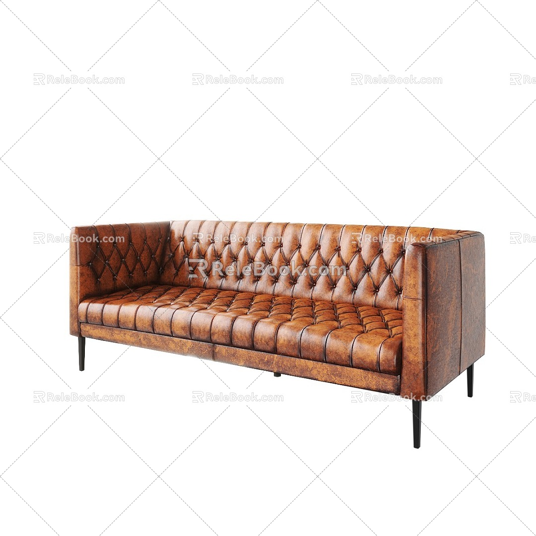 American Industrial Style Multi-Person Sofa Old Sofa 3d model