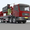 Red MAN Heavy Duty Utility Vehicle With Specialized Equipment On Flatbed